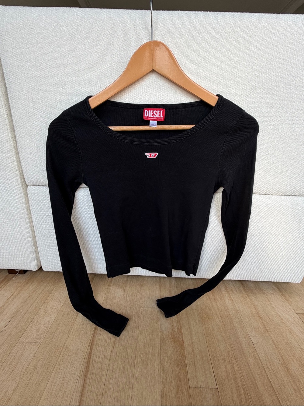 Diesel Black Long-Sleeve Slim Scoop Neck Top